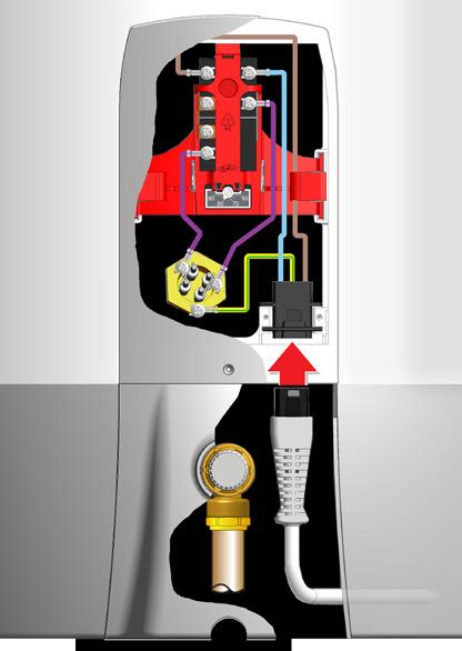 El-kobling Super S Nettkabel i berederkontakten - plugges inn fra undersiden El-lokk montert Reset Termostat* TS 2 Stillbar 60-90 El-kolbe RG 1 ** 230V 1-fas Klipp lask for halv effekt Kontakt Klikk