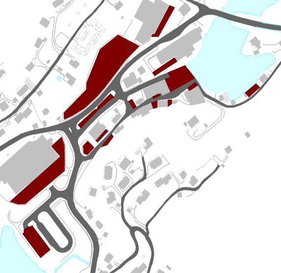 4.3. PARKERING I SENTRUM Det finns i dag relativt mange parkeringsplassar i Lonevåg sentrum. Figur 26 syner dei områda som i dag vert brukt til parkering i sentrum.