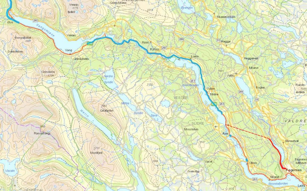 Øye E16 Fagernes - Øye Samlet vurdering Kvamskleiva og anbefaling Øylo Ryfoss