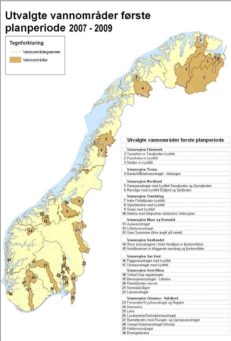 Revisjoner i første planfase Mange av vannregionene har en eller flere vannkraftkonsesjoner som kan tas opp til