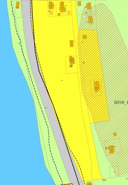 2 Planfakta Utsnitt av kommuneplankartet, viser potensielt fareområde for skred i øverste del av