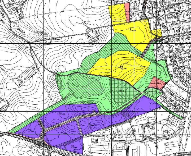 1 INNLEDNING Det planlegges utbygging av boliger på tre felt på Ree/Svertingstad på Bryne. Feltene B1 og B2, samt T2 planlegges utbygd med boliger.