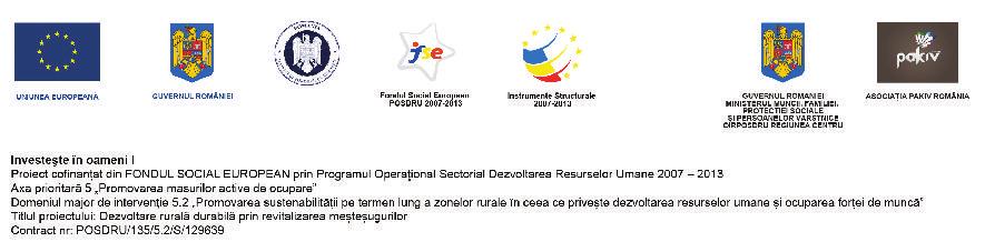 Titlul Programului: PROGRAMUL OPERAȚIONAL SECTORIAL DEZVOLTAREA RESURSELOR UMANE 2007-2013 Titlul