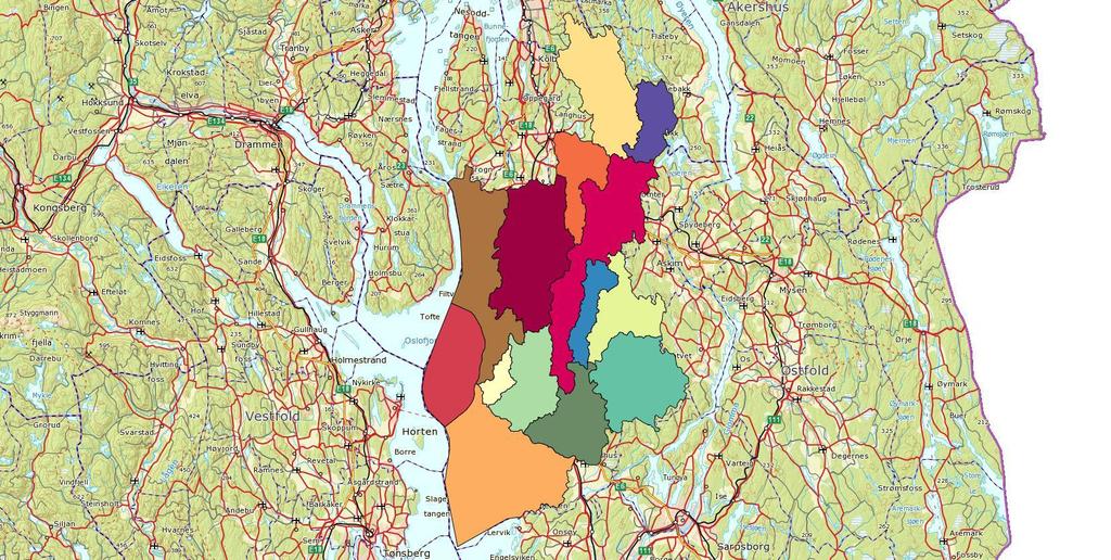 Delnedbørfelter og grunnlagsinformasjon Delnedbørfeltene som det er beregnet for er vist i Figur 1. Figur 1. Delfeltene i vannområde Morsa.