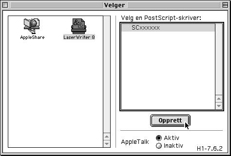 MAC OS 9.0-9.2.2 7 Les meldingen i vinduet som kommer frem, og klikk deretter på [Fortsett]-knappen. Installering av PPD-filen begynner.