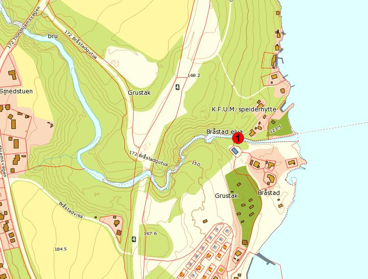 16 Bråstadelva Kommune: Gjøvik Koordinater UTM 32V: Stasjon 1: 591244 6744175 Dato: 14.07. Bråstadelva ligger rett nord for Gjøvik, og er en liten til middels stor elv.