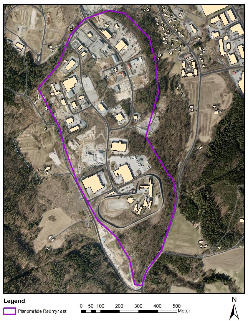 TERRENGET Planområdet ligger hovedsakelig i et industri- og forretnings område, og heller mot øst. Området er sterkt preget av industri og anleggsvirksomhet.