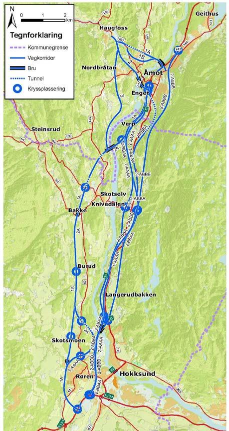 Rv. 35 Hokksund Åmot og fv. 287 Åmot - Haugfoss Vegkorridorer som er med i planprogrammet Rv.