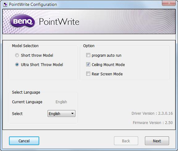 2 1 3 1. PointWrite Language: Standardspråket er det samme som språket på operativsystemet. Hvis du vil endre språket, klikker du på. Listen over språk vises.