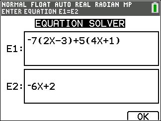 Ligningsløsning Trykk på» } for å få tilgang til C:Numeric Solver... (Numerisk løsning). Numerisk løsning 1. Legg inn en ligning som uttrykk 1=uttrykk 2 (E1=E2).