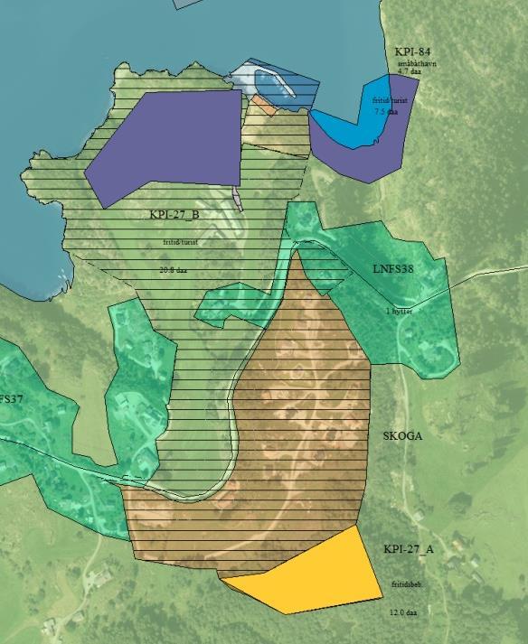 Natur Samfunn KU OG ROS-ANALYSE B KPI 27 Skoga 1 Føreslått føremål: Føremål i dagens plan: LNF Gards- og bruksnummer: 139/002 Arealstorleik: 32,8 Forslagsstillar: Kort skildring: Fritidsbusetnad og