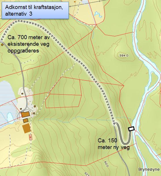 2.3 Kraftstasjonen Kraftstasjonen plasseres ved Vinda like oppstrøms Bruneøyne og skal inneholde to aggregater, se for øvrig konsesjonssøknadens kap. 5.