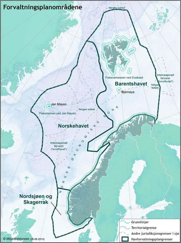 Norskehavet: 1 170 000 km 2 Nordsjøen