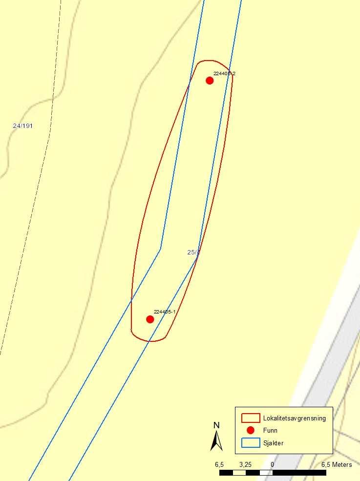 Id224405 Bosetning-aktivitetsområde på Dal nedre gbnr. 25/1. Lokaliteten består av en kokegrop og en nedgravning.
