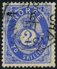 : 3692 7 skilling posthorn 1872/75, plate II. Postfrisk.