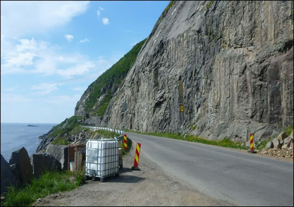 Bergskjæring fra 1960 ingen sikringsbolter eller