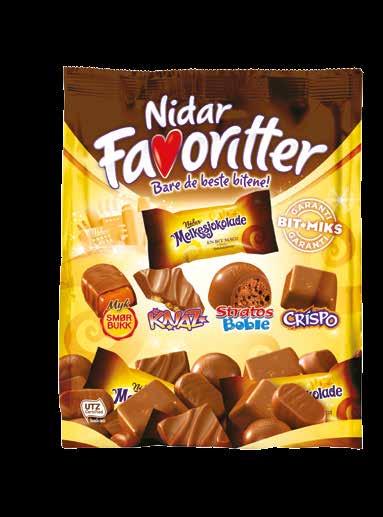 NIDAR FAVORITTER MELKESJOKOLADE 300 G Ny sjokolademiks med fjorårets største nyhet, Nidar Melkesjokolade!