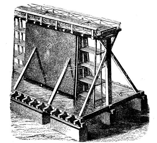 Fig. 3. Seksjon av graderverk med tak og deler av riset L fjernet. Etter Wieck og Ålund, ref. 18.