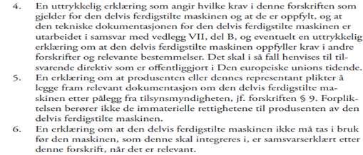 Vedlegg II B, Sammenstillingserklæring 19 CE-SAMSVARSERKLÆRING CE - samsvarserklæring for maskiner Produsentnavn med adresse: Erklærer herved at Maskin merke type:.