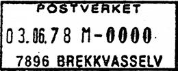 Poståpneriet FINNVOLLAN ble nedlagt 01.11.1958 Stempel nr. 1 Type: SL Utsendt 06.09.1913 BREKKVASELV Innsendt 20.10.