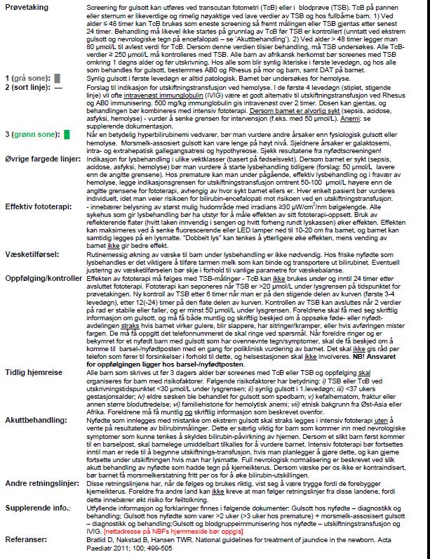 Norsk veileder for behandling av gulsott hos nyfødte