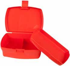MATBOKS ANAHEIM 5240 Lunchbox med delt hovedrom og horisontal romdeler. Praktisk lukking med snapplås. BPA FRI. Kvalitet: 100 % polyester. Størrelse: 16,5 x 11,5 x 5 cm.
