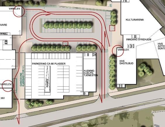 Denne opprettholdes som offentlig gangvei og forlenges nordover, samt at det etableres en gangveiforbindelse til grøntdrag i vest.