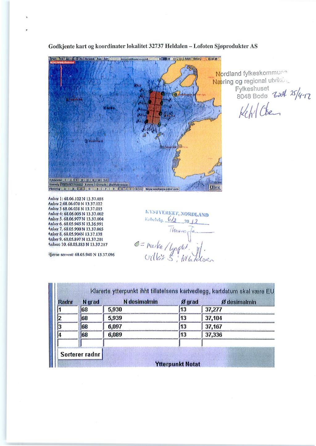 Godkjente kart og koordinater lokalitet 32737 Heldalen - Lofoten Sjøprodukter AS.. _,,,,,,,»....:,tti,,,,m....![ffillzyg,..;,!?...!,,,. 1..11 Edi, N.k.nil _....,..,...1,`,1'i.:!.:.,,...-- - (-I-- ( ' Nordland i',/1`,<.