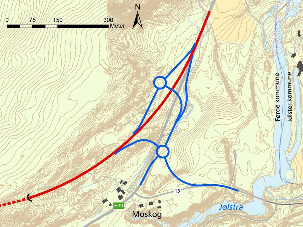 3.4.11 Moskog Jølster (700 m) Påhogget på Moskog ligg inne i skogen ovanfor dagens E39.