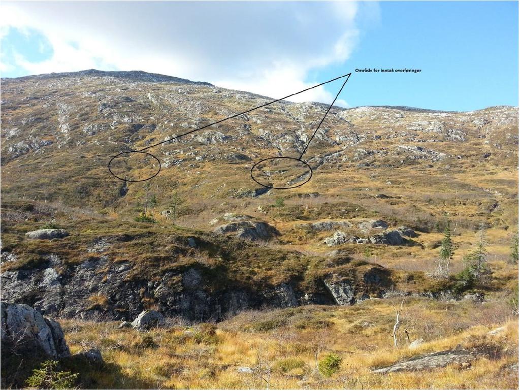 Side 19 Bilde 1 - Området for bekkeoverføringer på fjellet. Bildet er hentet fra konsesjonssøknaden. Ådalen kraftverk er planlagt i landskapsområder med henholdsvis stor og under middels verdi.