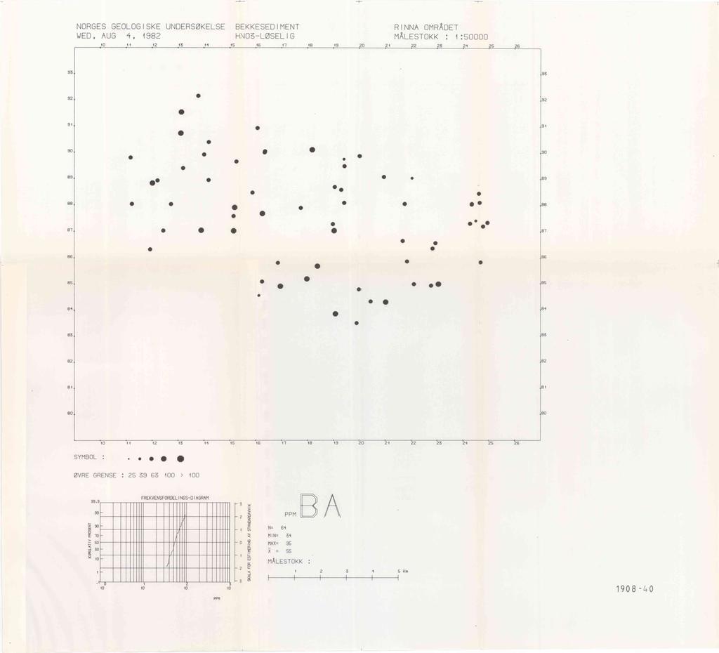 NORGES GEOLOGISKE UNDERSØKELSE WED,AUG4,98 04 BEKKESEDIMENT HNO-LØSELIG S678 9 0 RINNA OMRÅDET MÅLESTOKK::50000 456 9 II 9 8 8 0 4 5 6 8 9 0 5 4 5 6