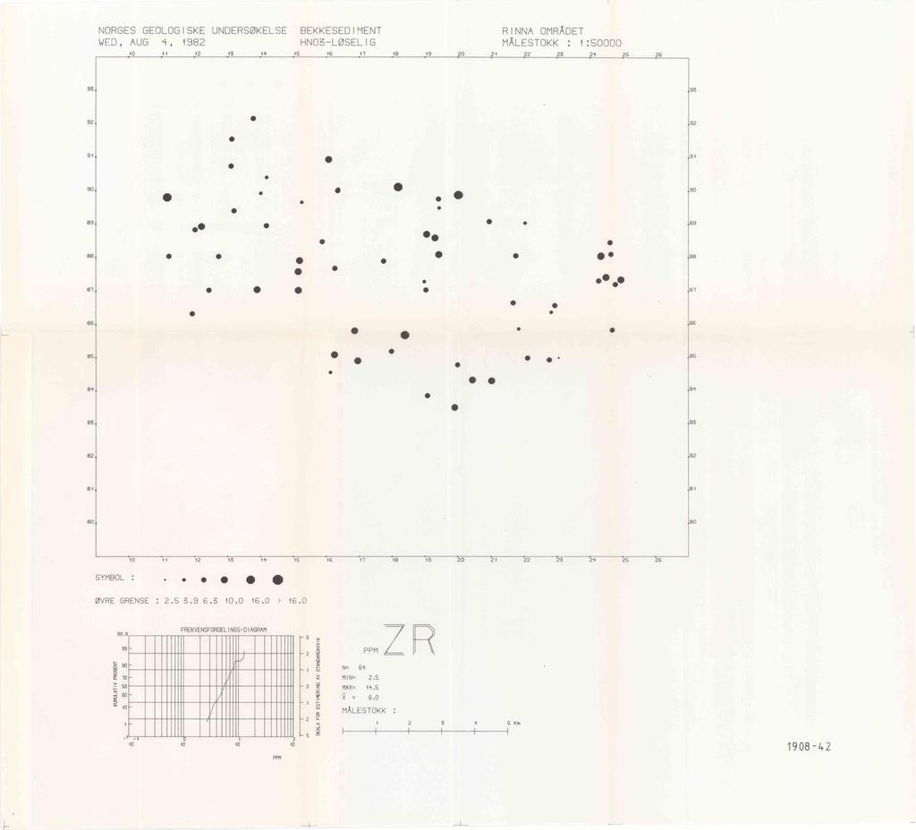 NORGES GEOLOGISKE UNDERSØKELSE BEKKESEDIIENT RINNA OMRÅDET WED, AUG 4, 98 HNO LØSELIG MÅLESTOKK ::50000 0 4 5 6 7 8 9 0 45 6 9 4/.. I/, 9 /9 ol.
