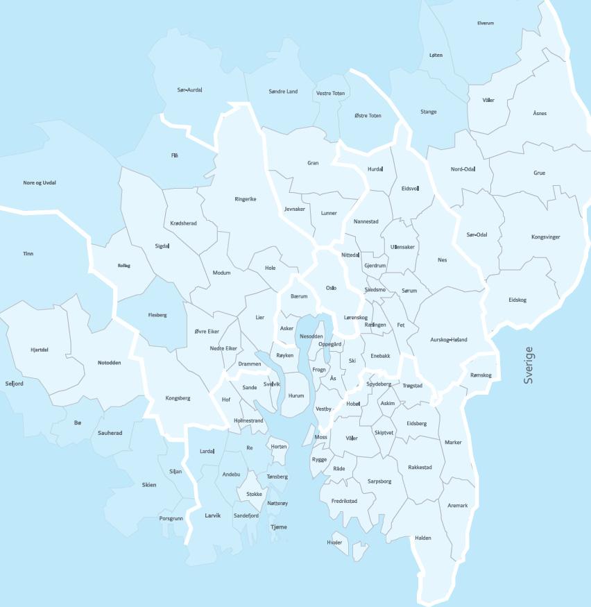 1. Osloregionens målsetting Den strategiske samarbeidsalliansen Osloregionen ble etablert 1.1.2005. Hedmark fylkeskommune samt Tinn, Tønsberg og Nøtterøy kommuner går 1.1.2014 inn som medlemmer, og alliansen omfatter derved 75 kommuner og fire fylkeskommuner i hovedstadsområdet.