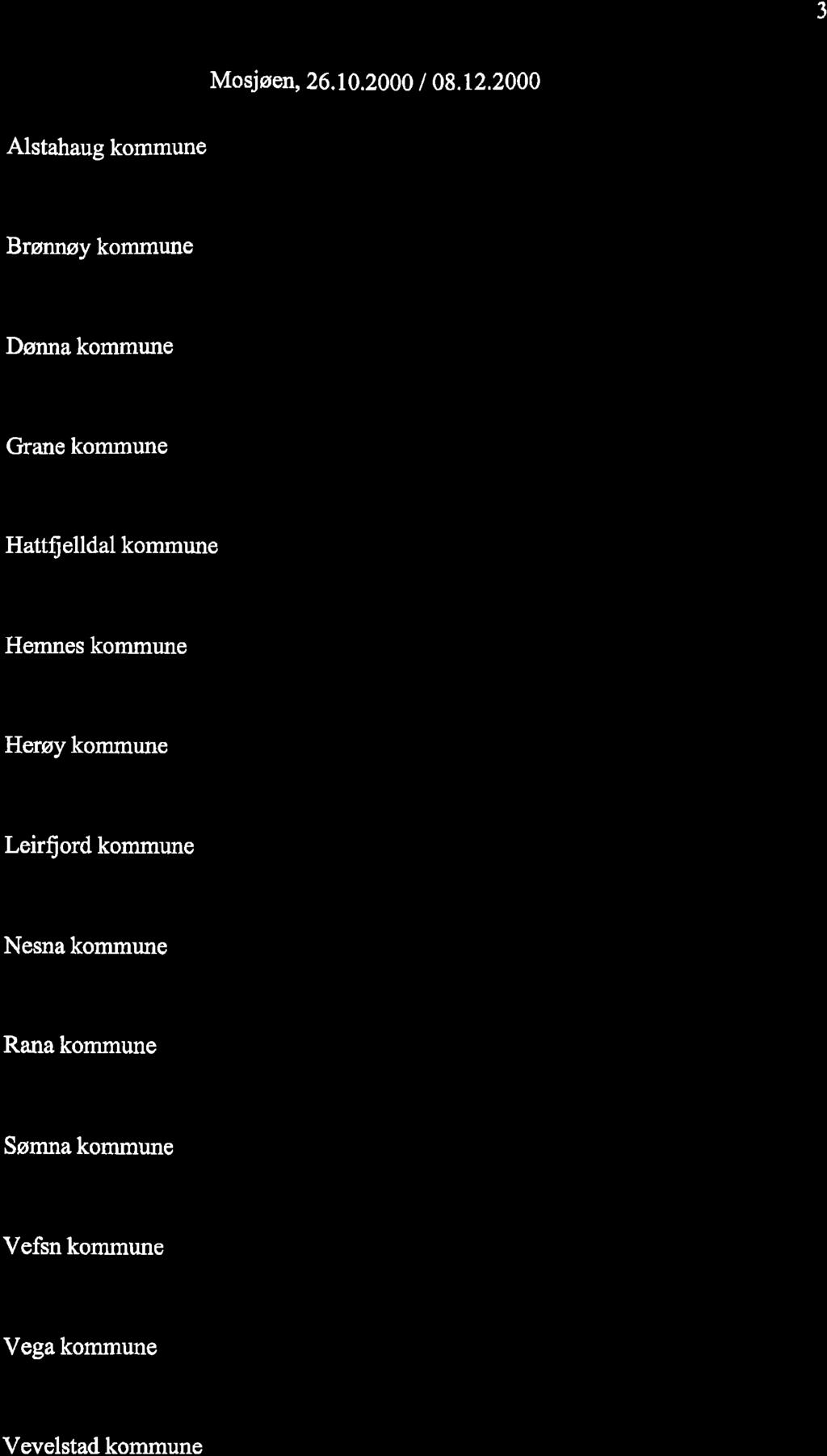 , iillllltlllli? 3 Alstahaug kommune Mosjøen, 26.10.2000 / 08.12.2000 _ aff :)- f YPJø/éw Brønnøy kommune "W..M Dønna kommune ' : GIL/a Grane kommune,ép «é:.:; få. a; å:,- 7.