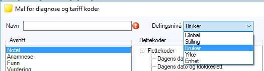 Side 8 Legge diagnoser og takster i en notatmal Nederst i notatmal-vinduet finner du felter for diagnoser og takster. Benytt søkefeltet, og legg evt. på de diagnosene og takstene du ønsker.