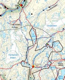 start fra Nørdstedalseter opp Nørdstedalen og over til Sota Sæter, videre til Trulsbu og ned Middalen til Nørdstedalseter igjen.