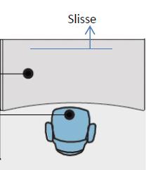 På et 160 bredt bord så bør den være ca 80 cm for å få god flyt med hensyn til kabler/ledninger. Det vil si at den er midtstilt med ca 40 cm på hver side.