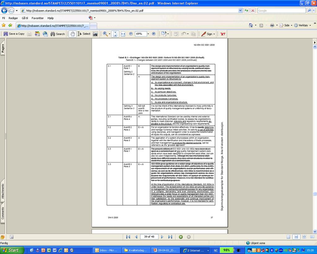 Endringer i NS-EN ISO 9001:2008 vises