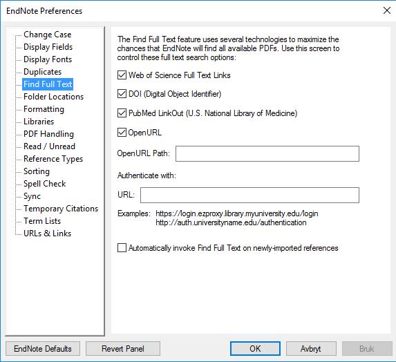 Legg til fulltekst Har du lagret fullteksten til en artikkel, kan du knytte den til referansen i EndNote-biblioteket ditt.