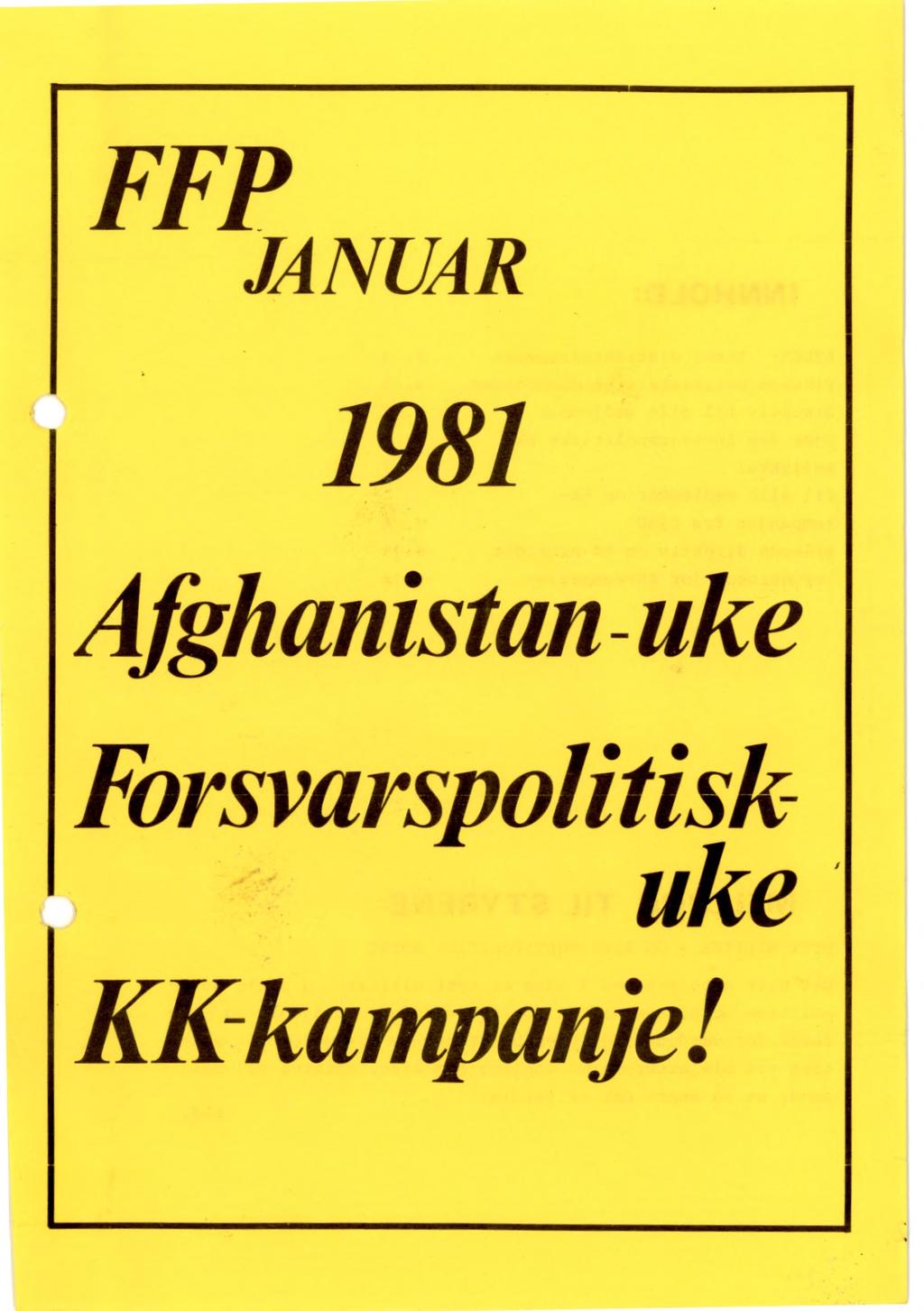 FFP JANUAR 1981 Afghanistan-uke