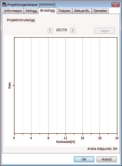 Projektoregenskper-skjerm 37 Projektoregenskper - Brukslogg Når du velger Brukslogg-fnen på projektoregenskper-skjermen, vises følgende skjerm.