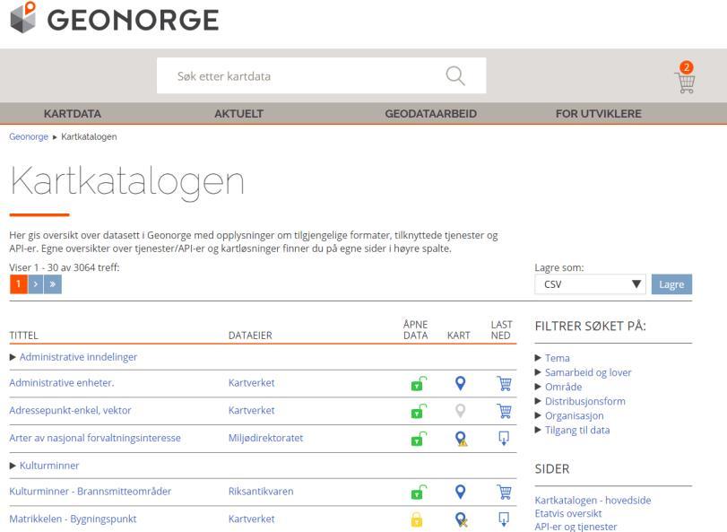 Geonorge kartkatalogen - har