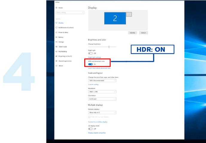 På Windows 10 versjon V1703 er bare HDMI-grensesnittet tilgjengelig;