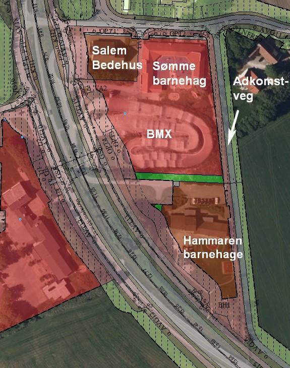 Figur 1: Planområdets plassering markert med gult.