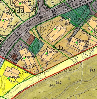 Samferdselsanlegg og teknisk infrastruktur Veg: Eksisterende vei er regulert offentlig. Veien er regulert inn med eksisterende forhold. Kjørevei: Eksisterende to veier er regulert til privat kjørevei.