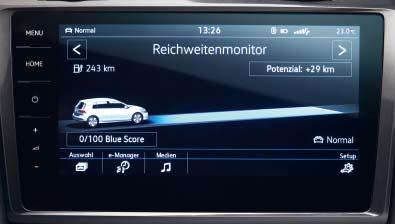 S 04 Discover Pro radionavigasjonssystem i den nye Volkswagen e-golf har egne e-funksjoner.