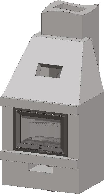 SVENSK Exempel 3: Montering i öppen eldstad Montering mot rak vägg med lite plats direkt mot fronten.