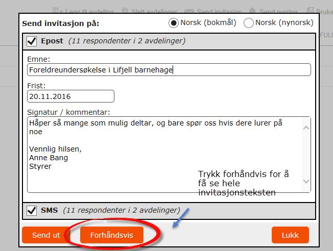 Du kan ikke gjøre endringer i invitasjonsteksten på e