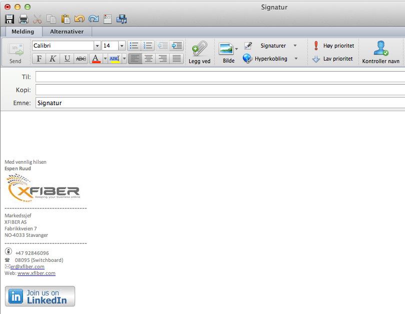 E-POST SIGNATUR E-post signatur Slik skal vår e-post signatur se ut.