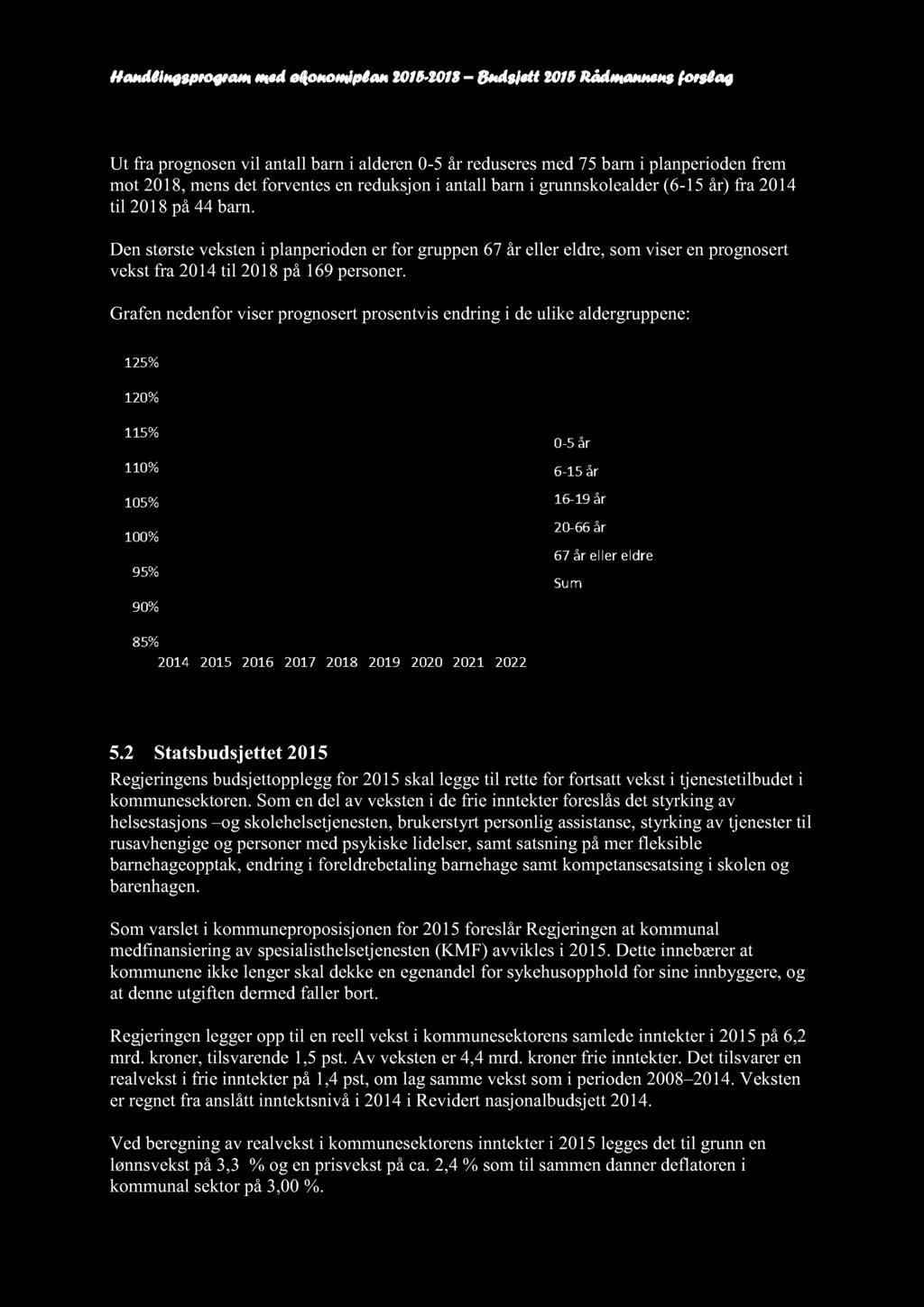 Handlingsprogram med økonomiplan 2015-2018 Budsjett 2015 Rådmannensforslag Kilde: SSB,folketall per 1. jan.